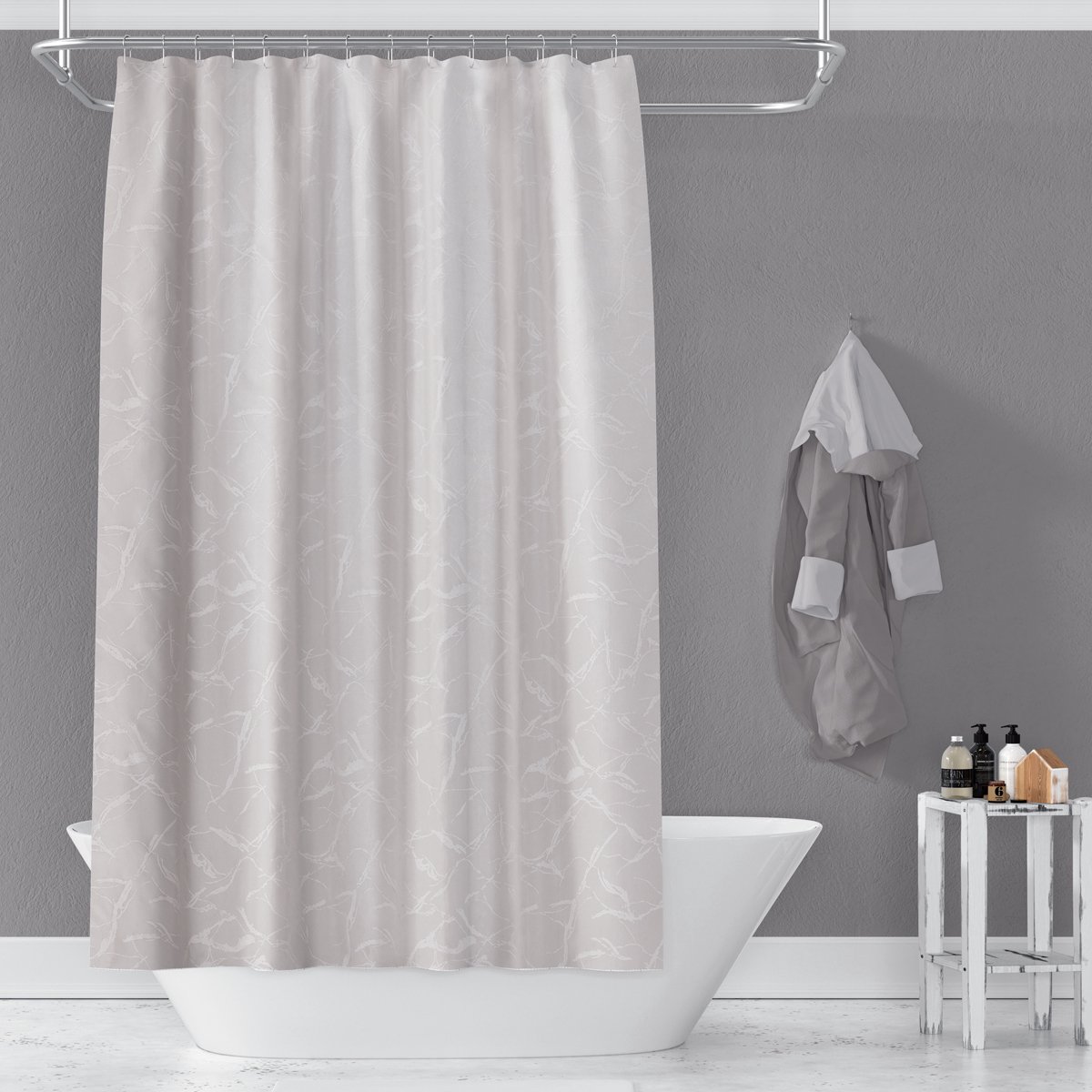 Zethome G 5026 180x200 cm - Badkamer Gordijn - Waterdicht - Sneldrogend - Anti Schimmel -Wasbaar - Wit