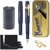Kaweco - Cadeauset - (5delig) - Vulpen CLASSIC SPORT NAVY Fountain Pen - Fine - Vintage blikje - Oktogonal Clip Vergoldet - Patronen houder zwart - Vullingen