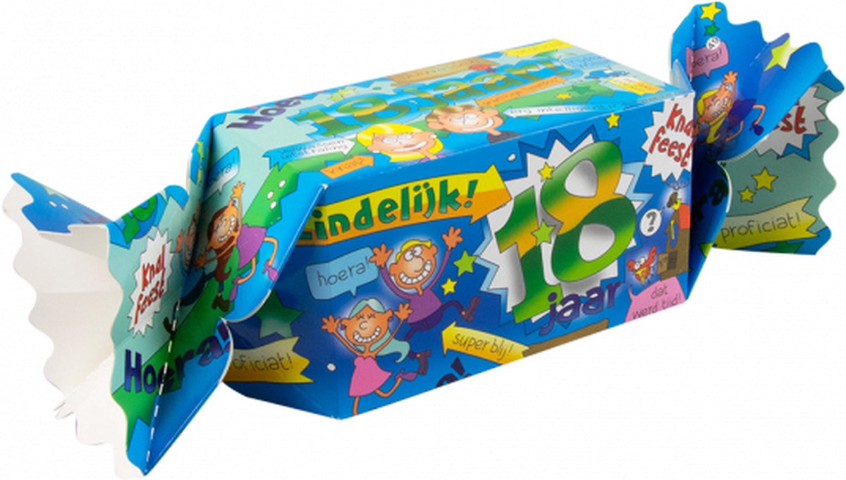 Snoeptoffee - 18 jaar - Gevuld met luxe verpakte toffees - In cadeauverpakking met gekleurd lint