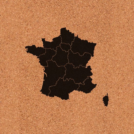 Tableau d'affichage en liège, 40x60 cm debout, Carte de France