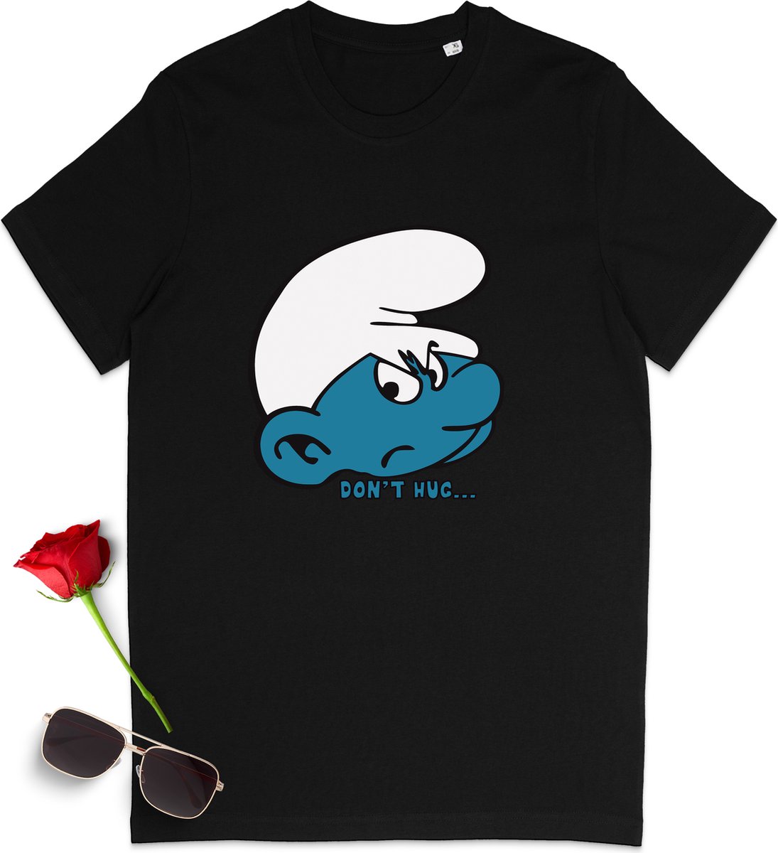 Heren T Shirt Smurf - Zwart- Maat 2XL