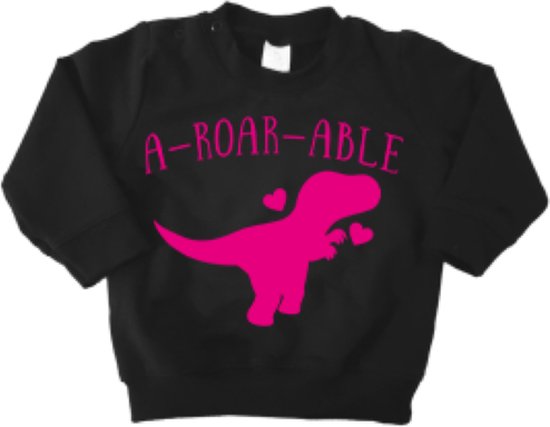 Sweater - Dino - A Roar Able - Maat 56 - Zwart Roze