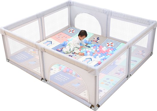 Product: Grondbox - XL Speelbox - 150x150x55cm Playpen - Babybox - Kinderbox voor Peuter en Kind - Grijs, van het merk INSMA