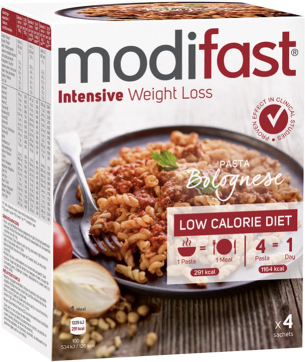 Goedkoopste Modifast Intensive - Pasta - Bolognaise - 4 x 62 gr