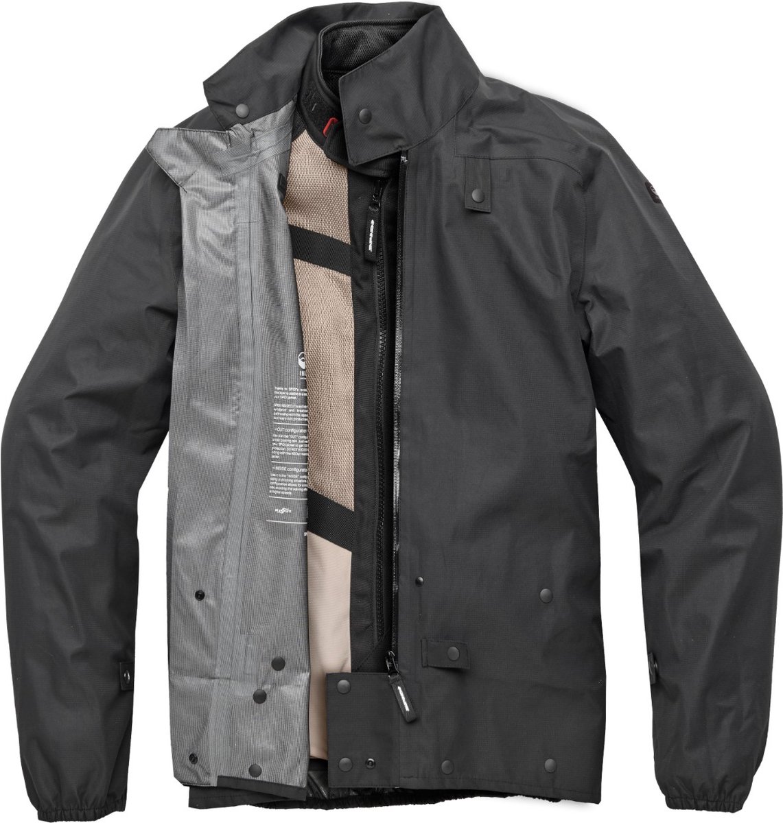 Spidi Insideout Laminated Black Motorcycle Jacket - Maat M -