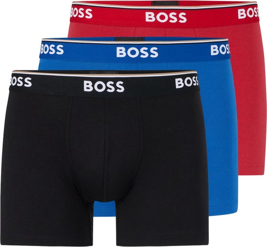 HUGO BOSS Power boxer briefs (3-pack) - heren boxers normale lengte - rood - blauw - zwart - Maat: L
