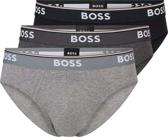 HUGO BOSS Power briefs (3-pack) - heren slips - grijs - grijs - zwart - Maat: L