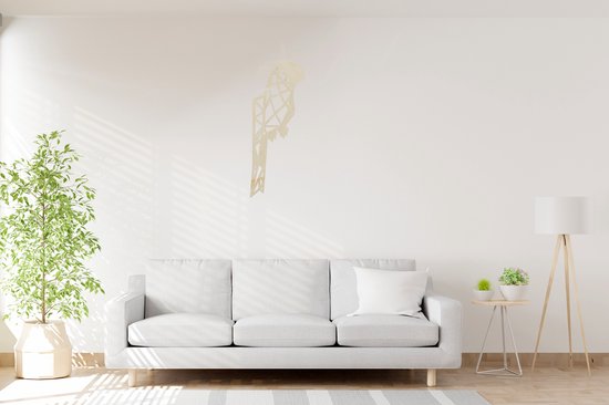 Geometrische Papegaai - Blank hout - 93*38 cm - Geometrische dieren - Muurdecoratie - Line art - Wall art