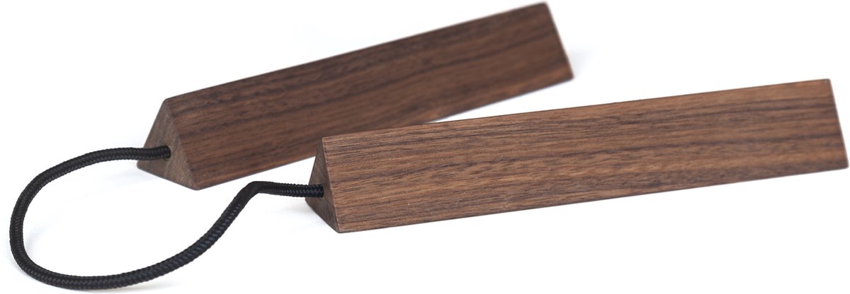 Vij5 - Chaku design onderzetter door KellerFreyschmidt - notenhout - zwart koord