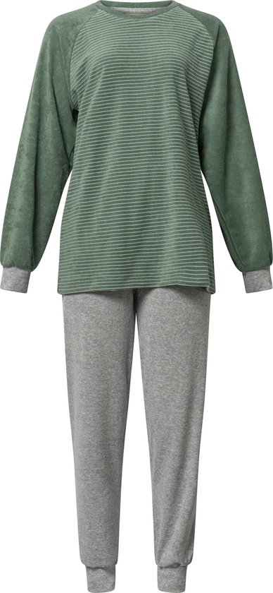 Dames pyjama 124185 badstof groen XXL | bol.com
