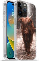 Apple iPhone 14 Pro - Coque souple - Highlander écossais - Forêt - Vache - Animaux - Nature - Coque en Siliconen pour téléphone