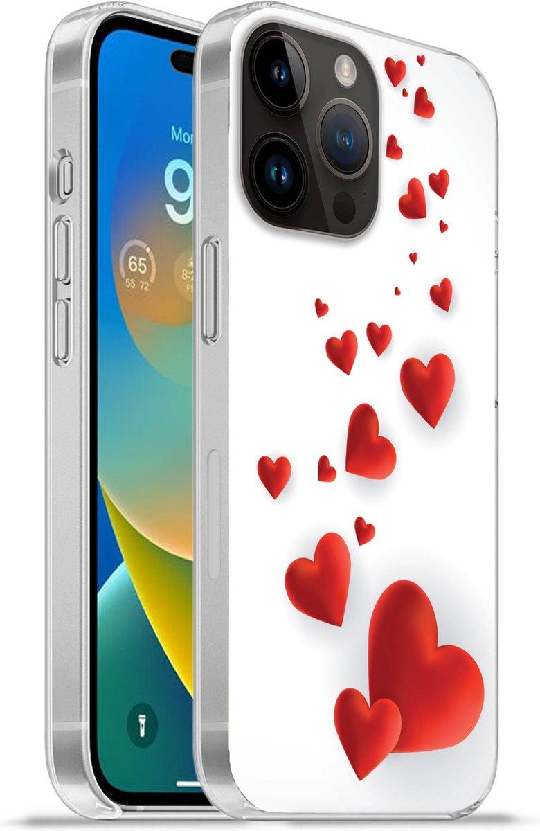 Telefoonhoesje Geschikt voor Apple Iphone 14 Pro hoesje - Een illustratie van een pad van hartjes - Siliconen Telefoonhoesje Telefoonhoesje
