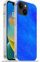 Geschikt voorApple Iphone 14 - Softcase hoesje - Blauw - Abstract - Design - Siliconen Telefoonhoesje