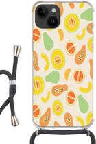 Geschikt voorApple Iphone 14 - Crossbody Case - Fruit - Patronen - Meloen - Siliconen - Crossbody - Backcover met Koord - Telefoonhoesje met koord - Hoesje met touw