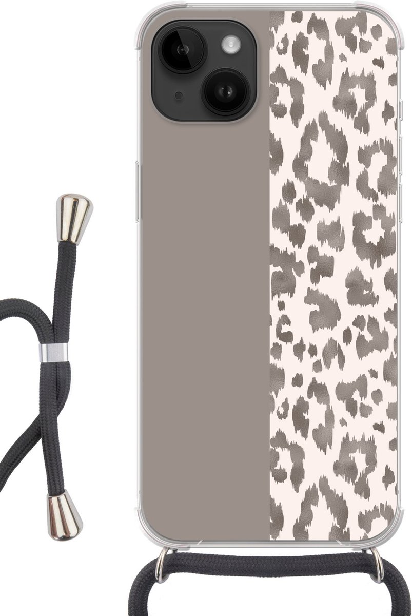 Telefoonkoord - Telefoonketting - Telefoonhoesje Geschikt voor Apple Iphone 14 - Vacht - Dieren - Design - Siliconen - Crossbody - Telefoonhoesje met koord Telefoonhoesje