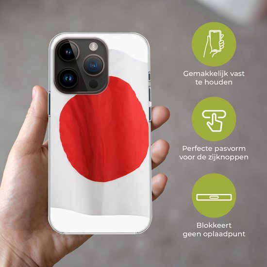 Telefoonhoesje Geschikt voor Apple Iphone 14 Pro hoesje - De vlag van Japan op een witte achtergrond - Siliconen Telefoonhoesje Telefoonhoesje