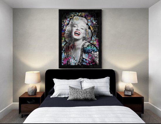 Foto op canvas houten frame (18mm)  50x70cm 100% katoen - Hoge kwaliteit Marilyn Monroe - Wall Art Graffiti Pop Art