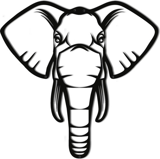 Décoration murale | Tête d' Elephant / Head d'éléphant| Métal - Art mural | Décoration murale | Salle de séjour | Decor extérieur |Noir| 75x75 cm