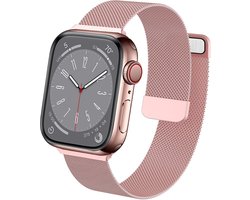 Bandje geschikt voor Apple Watch 45 mm / 44 mm Series 8 / SE 2022 - Roségoud Milanese Band