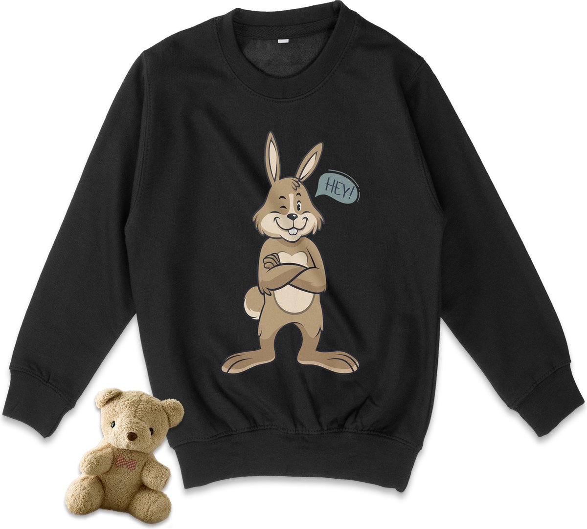 AWDis - Jongens en Meisjes Sweater Trui - Konijn - Zwart - Maat 140 (L)