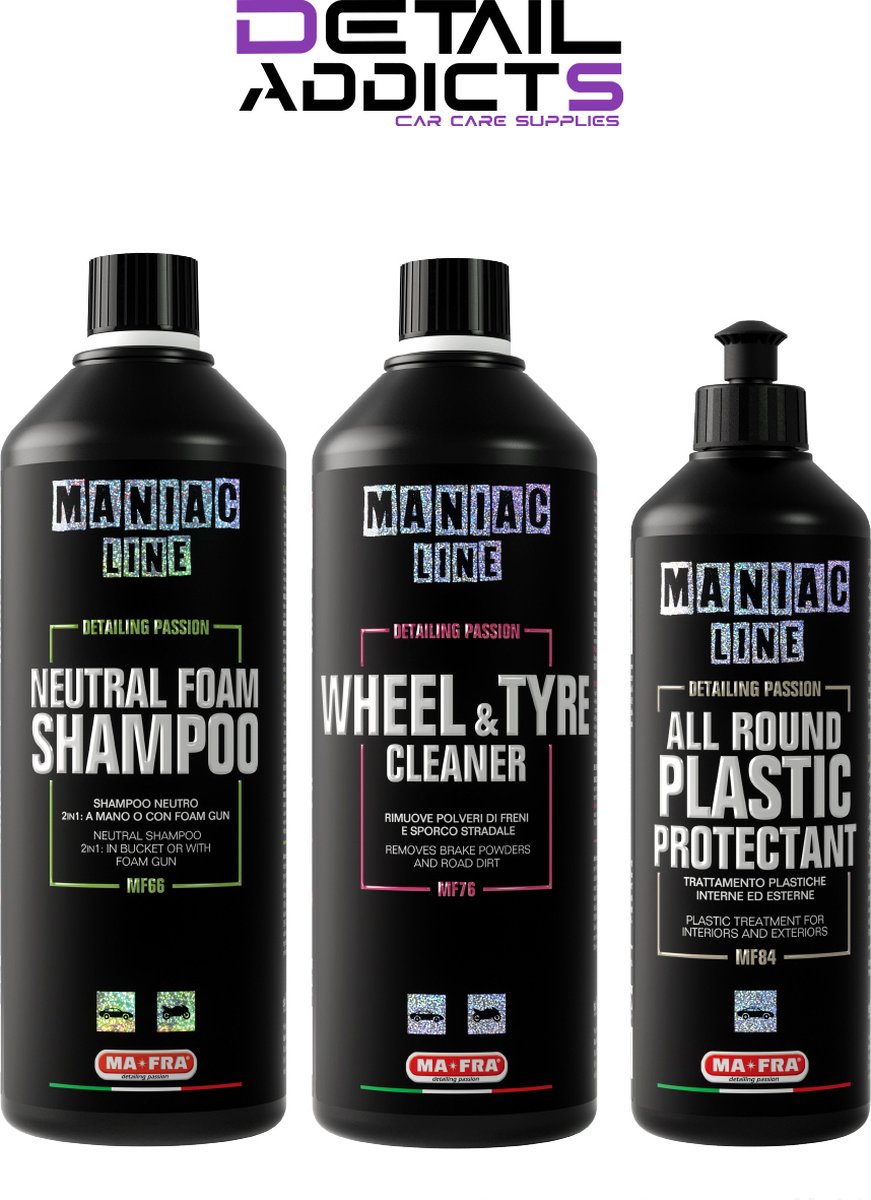 Maniac Line Bundle #1 - Shampoo / Wheel Cleaner / Plastic Protectant