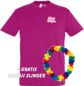 T-shirt Happy Together Regenboog klein | Love for all | Gay pride | Regenboog LHBTI | Fuchsia | maat XL