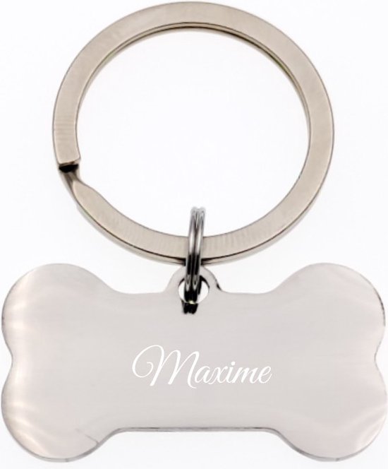 Porte-clés Os de Chien - Avec Gravure Prénom - Maxime