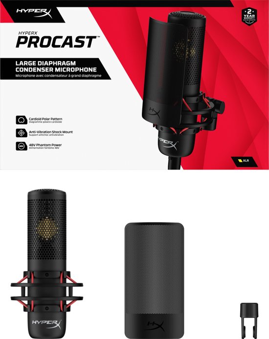 HyperX ProCast Large Diaphragm Condensator Microfoon - Zwart - HyperX