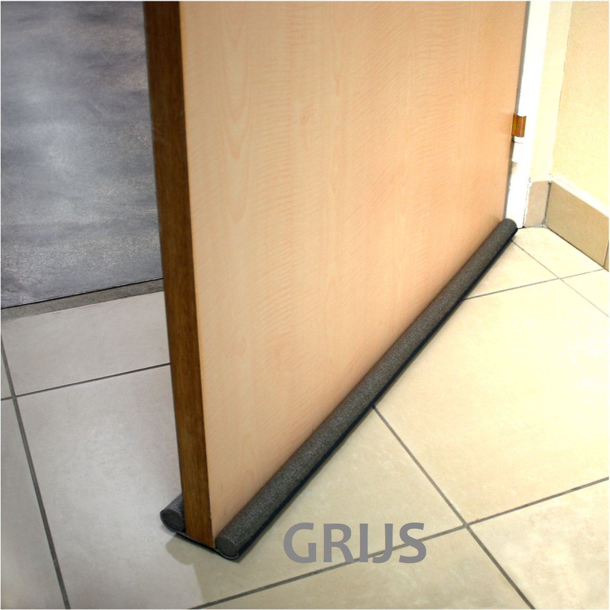 Luxe tochtstopper - Grijs 92 cm - dubbele tochtrol - deur isolatie - tochtstopper - aanpasbaar