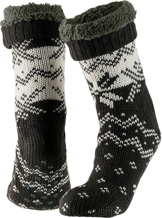Chaussettes maison doublées Zwart/ blanc / chaussettes pour homme - Taille  42-47 