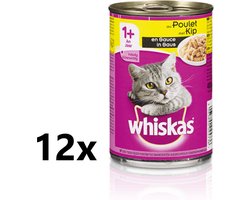 Whiskas - Kattenvoer - Blik - Adult - Brokjes in Saus - Kip - 12x400g