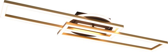 LED Plafondlamp - Plafondverlichting - Trion Tiger - 30W - Aanpasbare Kleur - Afstandsbediening - Dimbaar - Rechthoek - Mat Goud - Aluminium