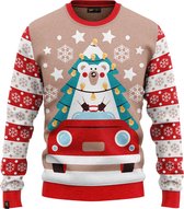 Pull JAP Ugly Christmas - Conduire à la maison pour Noël - Cadeau de Noël adultes - Femmes et Hommes - Noël - 2XL - Rouge