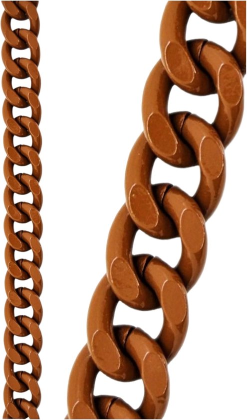 Tas Ketting Caramel - Metaal - 112cm - Schoudertas-Tassenriem-Bag Strap- Tassen-Raffia