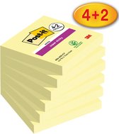 Post-it Super Sticky notes Yellow Canari , 90 feuilles, ft 76 x 76 mm, 4 + 2 OFFERTES