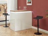 Meuble bar HALO II - MDF laqué Wit - LED - Wit et chêne L 120 cm x H 110,5 cm x P 60 cm