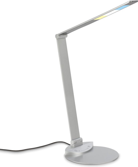 BRILONER - Lampe de table LED - lampe de bureau - réglable - orientable - lampe de bureau - tactile, température de couleur réglable, dimmable, couleur argentée