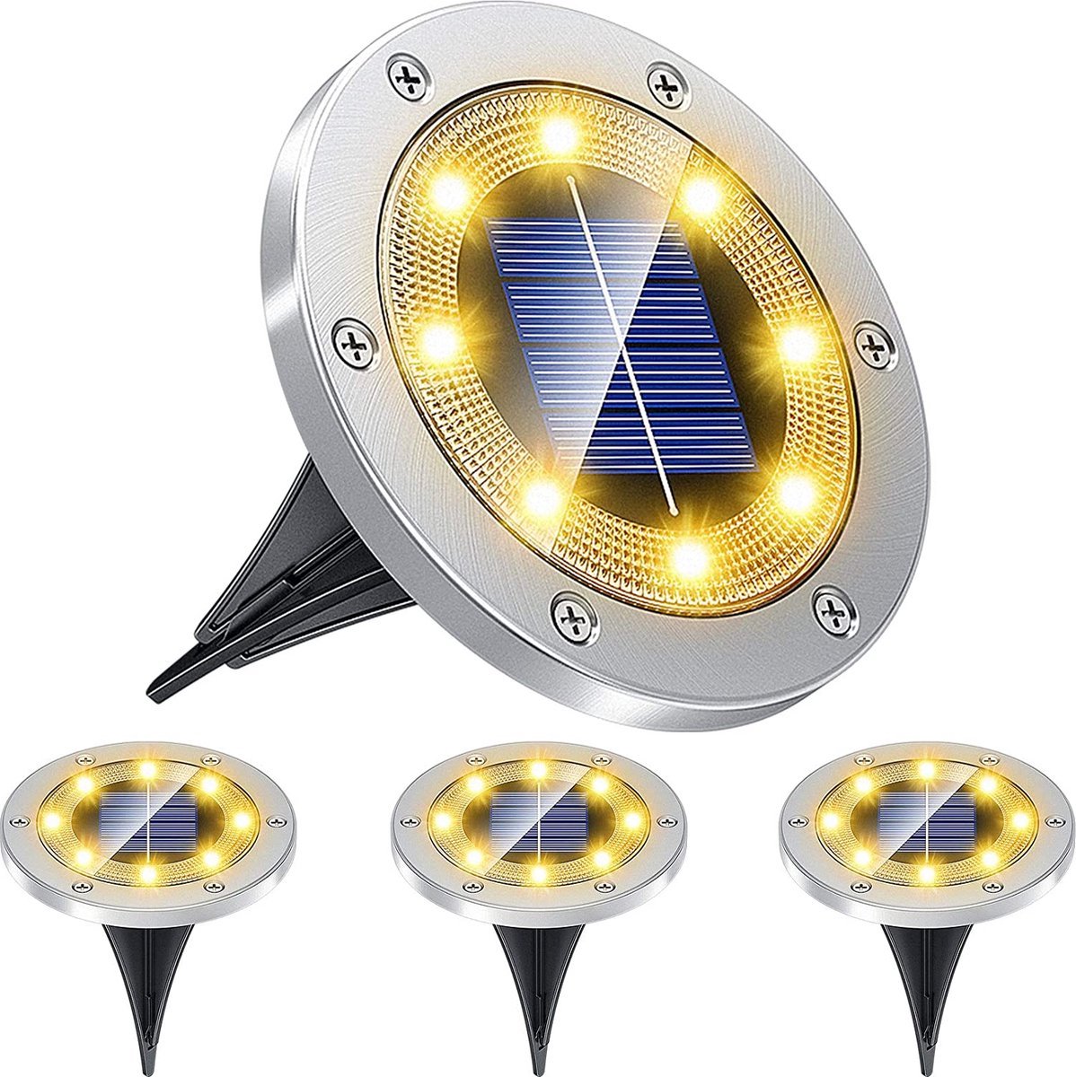 BOTC 4 x LED Solar Grondspot - Solar Tuinverlichting - Buitenlamp - Zonne-energie