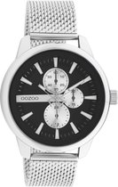 OOZOO Timepieces - Zilverkleurige horloge met zilverkleurige metalen mesh armband - C11016