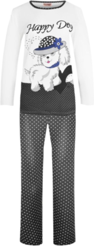 Dames pyjamaset met hondenafbeelding XXL 44-46 zwart