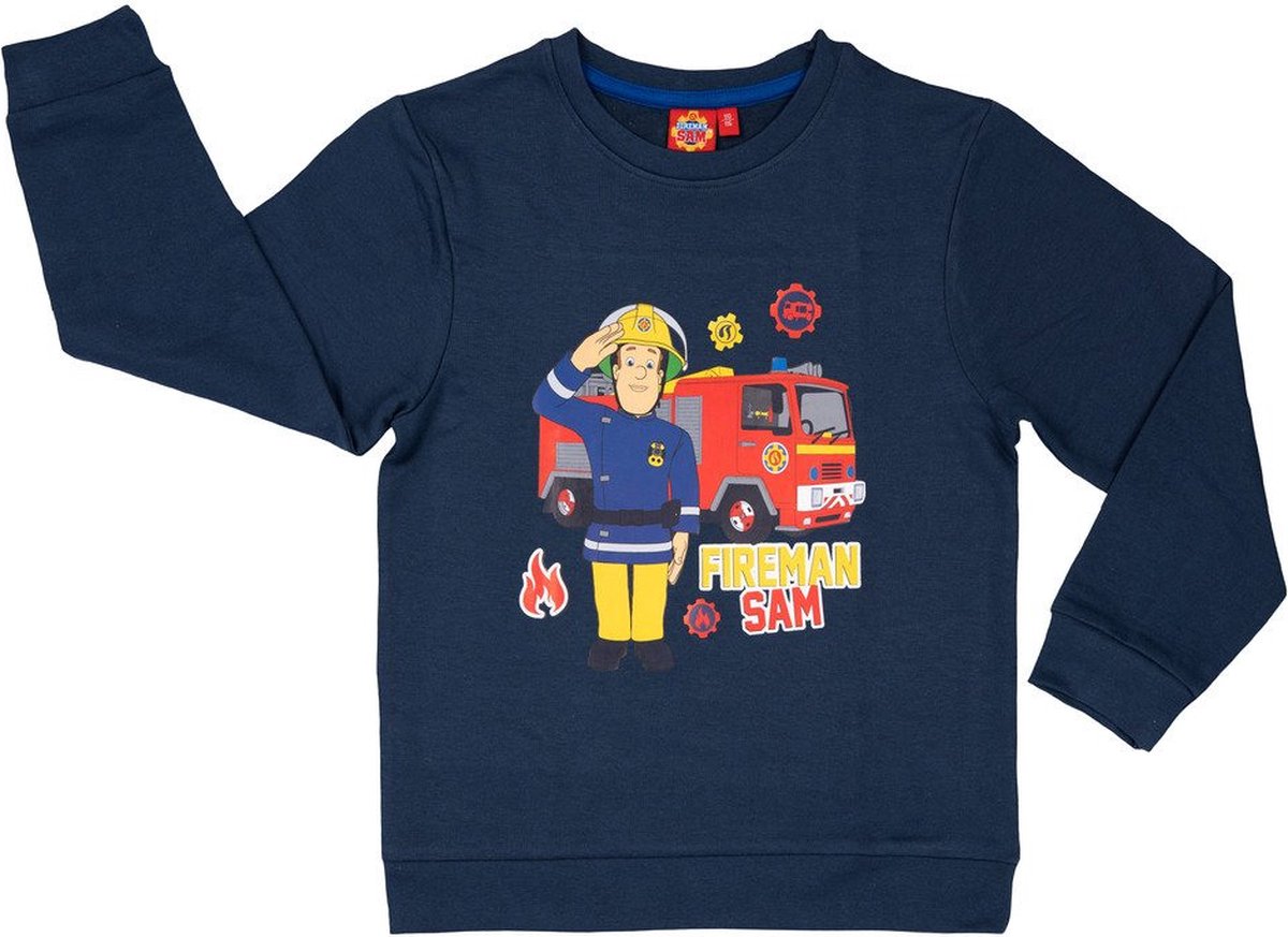 Brandweerman Sam Sweater / Sweatshirt - Donkerblauw - Katoen - Maat 110/116