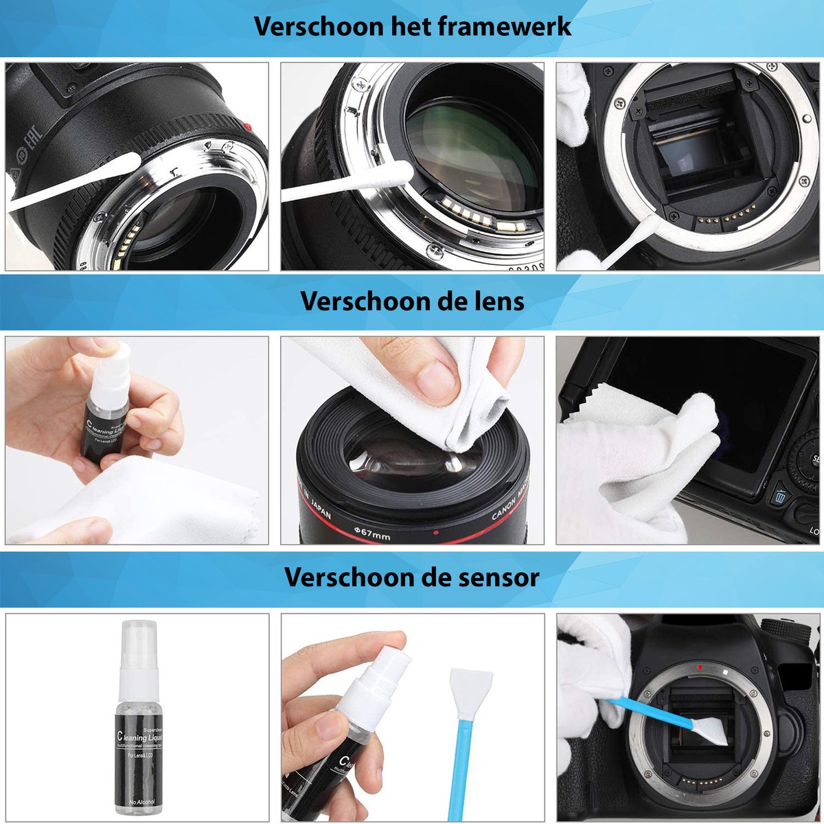 YONO Professionele Camera Schoonmaakset Cleaning Kit Lens en Sensor Reiniging Set... bol