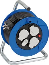 Brennenstuhl Garant Compacte kabelhaspel 3-voudig met USB voor gebruik binnenshuis (indoor kabelhaspel met USB-oplaadfunctie en 15 m kabel, Made in Germany) blauw