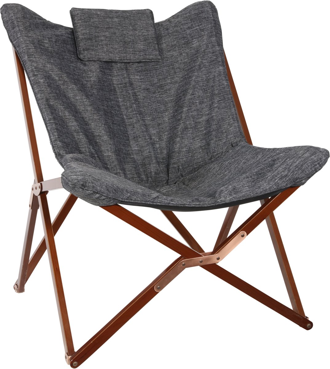 Butterfly - Vlinder fauteuil - linnen - grijs gemeleerd - houten beuk frame - plooibaar