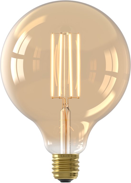 Calex Filament LED Lamp - G125 Vintage Lichtbron - E27 - Goud - Warm Wit Licht - Dimbaar