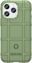 iPhone 14 Pro Max Hoesje - Rugged Shield TPU Gelcase - Groen - GSM Hoesje - Telefoonhoesje Geschikt Voor iPhone 14 Pro Max