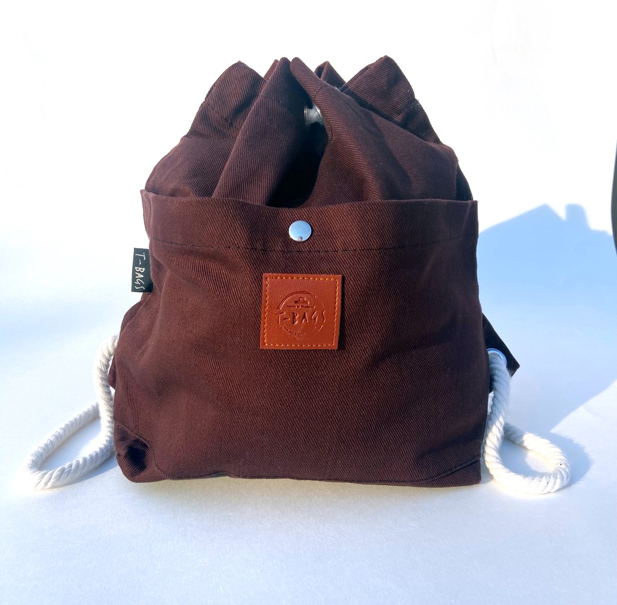 T-Bags Katoenen schooltas - Katoenen Rugtas - Trekkoord - Gymtas - Bruin