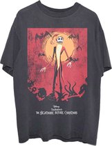 Disney The Nightmare Before Christmas - Jack Orange Sun & Logo Unisex T-shirt - L - Zwart
