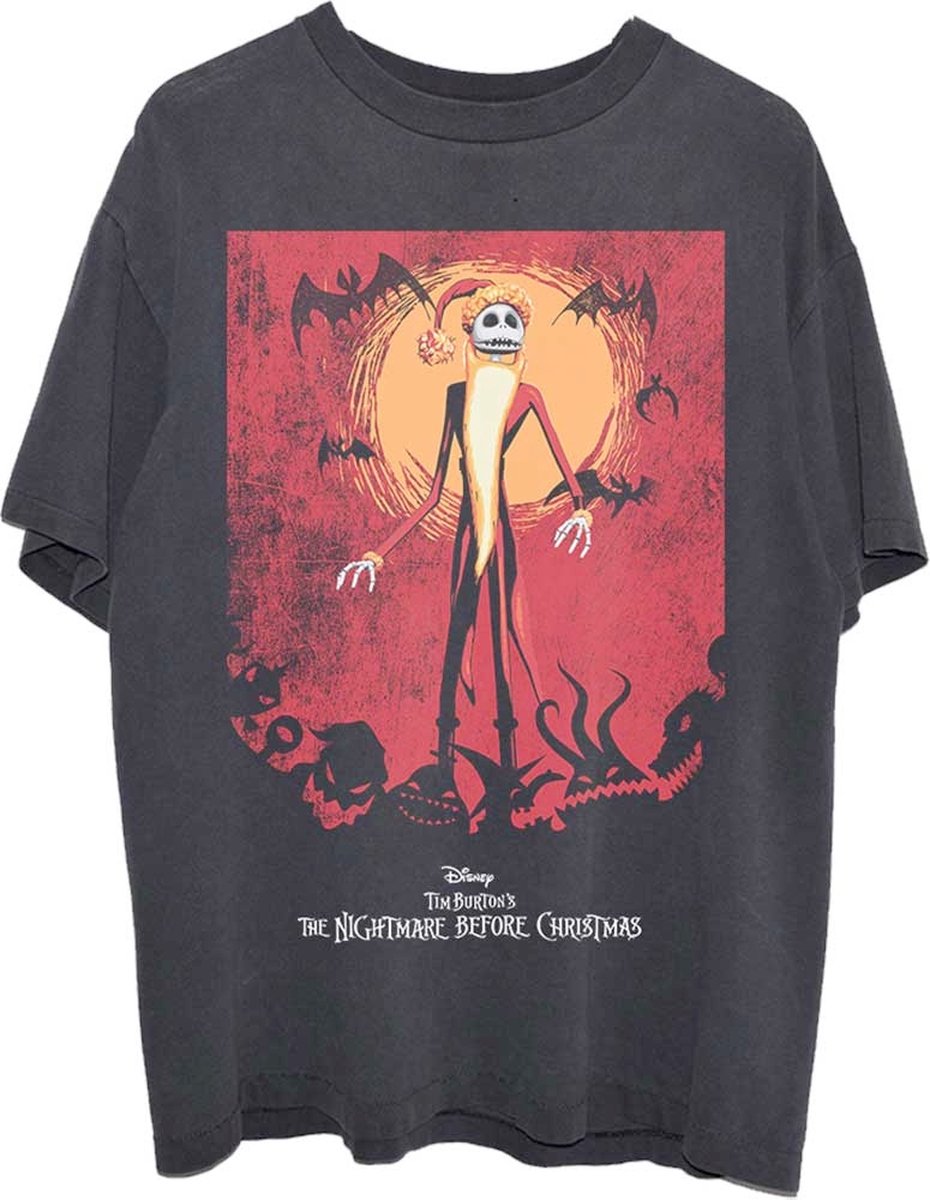 Disney The Nightmare Before Christmas Unisex Tshirt -L- Jack Orange Sun & Logo Zwart