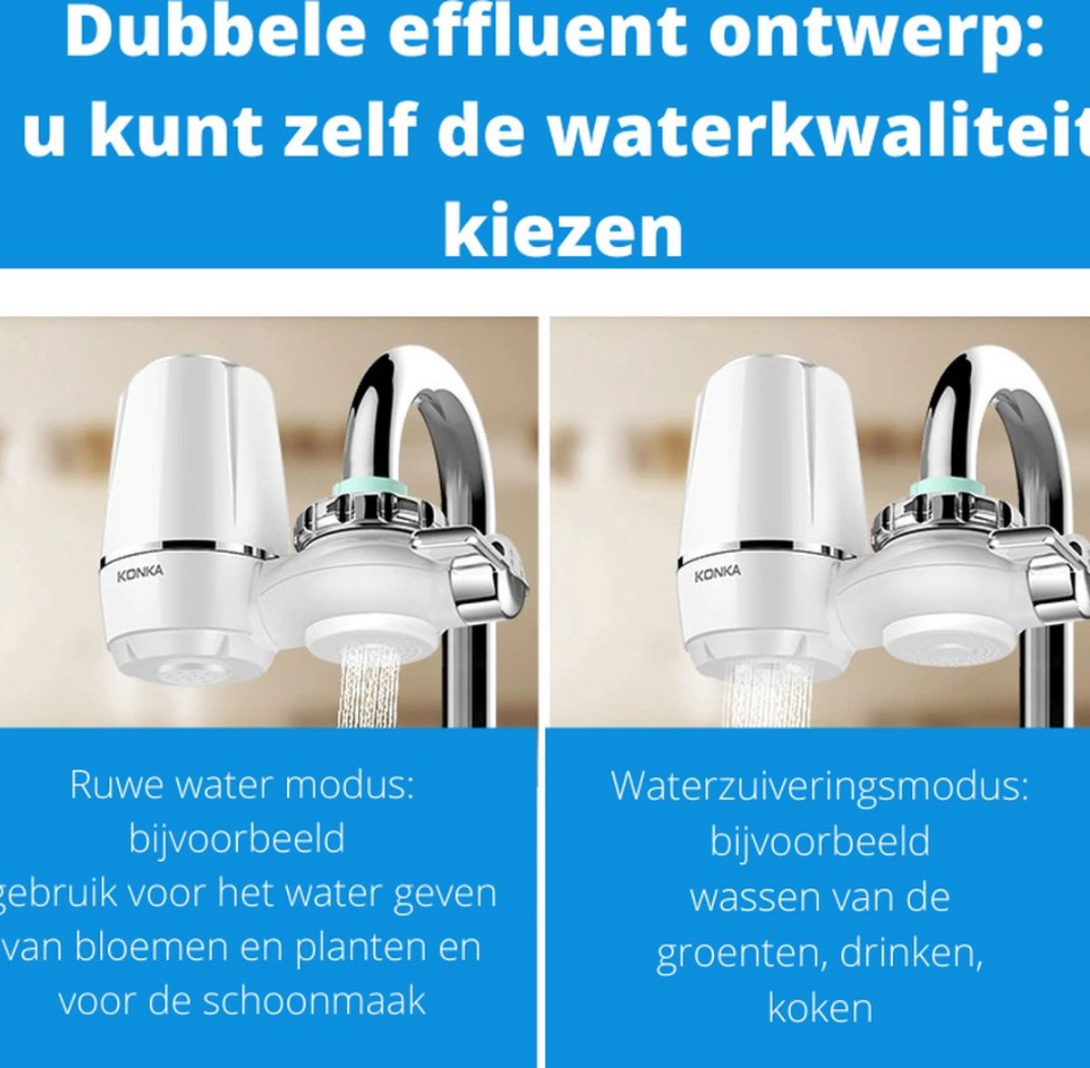 Purificateur d'eau Konka® - Filtre à eau du robinet - purification de l'eau  - Ensemble